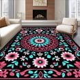 thumbnail image 1 of ODIKA 3'x5' Machine Washable Non-Slip Area Rug, Garden Handcraft Embroidery Floral High Traffic Rug, Pink, 645785, 1 of 7