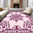 thumbnail image 1 of ODIKA 3'x5' Machine Washable Non-Slip Area Rug, Garden with Stylized Vinework and Petal Echoes High Traffic Rug with Pad, Pink, 554264, 1 of 8