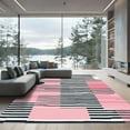 thumbnail image 1 of ODIKA 3'x5' Machine Washable Non-Slip Area Rug, Geometric Black High Traffic Rug, Pink, 1058110, 1 of 7