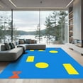 thumbnail image 1 of ODIKA 3'x5' Machine Washable Non-Slip Area Rug, Geometric Blue High Traffic Rug with Pad, Blue, 1034636, 1 of 8