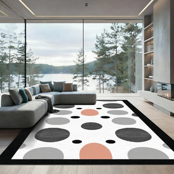 ODIKA 3'x5' Machine Washable Non-Slip Area Rug, Geometric Gray High Traffic Rug, Gray, 1086084