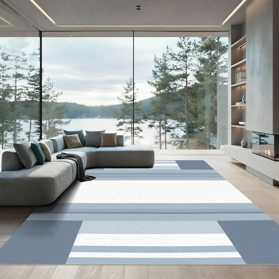 ODIKA 3'x5' Machine Washable Non-Slip Area Rug, Geometric Gray High Traffic Rug, Gray, 1095554