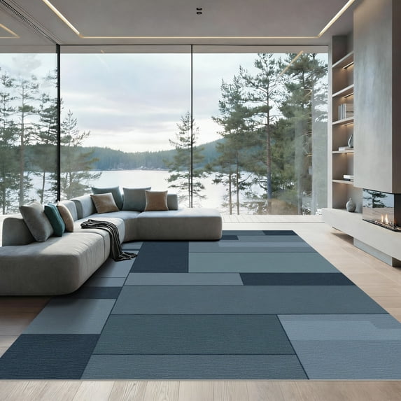 ODIKA 3'x5' Machine Washable Non-Slip Area Rug, Geometric Gray High Traffic Rug with Pad, Gray, 1055861