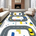 thumbnail image 1 of ODIKA 3'x5' Machine Washable Non-Slip Area Rug, Interactive Play Modern Car for Playroom Fun High Traffic Rug with Pad, Gray, 71490, 1 of 8