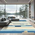 thumbnail image 1 of ODIKA 3'x5' Machine Washable Non-Slip Area Rug, Geometric Navy Blue High Traffic Rug with Pad, Blue, 1038565, 1 of 8