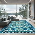 thumbnail image 1 of ODIKA 3'x5' Machine Washable Non-Slip Area Rug, Geometric Navy Blue High Traffic Rug with Pad, Blue, 1039124, 1 of 8