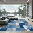 thumbnail image 1 of ODIKA 3'x5' Machine Washable Non-Slip Area Rug, Geometric Navy Blue High Traffic Rug with Pad, Blue, 1056032, 1 of 8