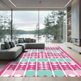thumbnail image 1 of ODIKA 3'x5' Machine Washable Non-Slip Area Rug, Geometric Pink High Traffic Rug, Pink, 1080250, 1 of 7