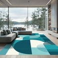 thumbnail image 1 of ODIKA 3'x5' Machine Washable Non-Slip Area Rug, Geometric Teal High Traffic Rug, Blue, 1051619, 1 of 7