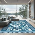 thumbnail image 1 of ODIKA 3'x5' Machine Washable Non-Slip Area Rug, Geometric Teal High Traffic Rug with Pad, Blue, 1048325, 1 of 8