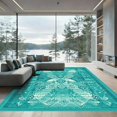 thumbnail image 1 of ODIKA 3'x5' Machine Washable Non-Slip Area Rug, Geometric Teal High Traffic Rug with Pad, Blue, 1048522, 1 of 8