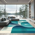 thumbnail image 1 of ODIKA 3'x5' Machine Washable Non-Slip Area Rug, Geometric Teal High Traffic Rug with Pad, Blue, 1053538, 1 of 8