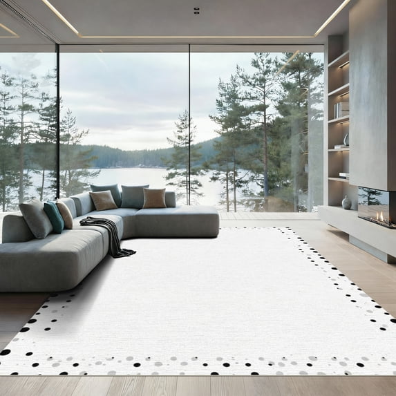 ODIKA 3x5 Machine Washable Non-Slip Area Rug, Geometric White High Traffic Rug, White, 1051238