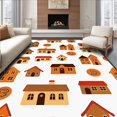 thumbnail image 1 of ODIKA 3'x5' Machine Washable Non-Slip Area Rug, Gingerbread Village ABC Educational Seasonal Learning Design High Traffic Rug with Pad, Beige, 688383, 1 of 8