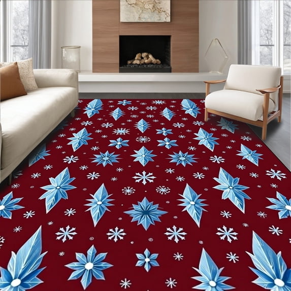 ODIKA 3'x5' Machine Washable Non-Slip Area Rug, Glimmering Crystal Spectacular Display High Traffic Rug with Pad, Red, 606854