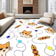 thumbnail image 1 of ODIKA 3'x5' Machine Washable Non-Slip Area Rug, Glowing Gourmet Feline With Sparkling Celebration Bulbs High Traffic Rug with Pad, Orange, 508879, 1 of 8