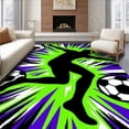 thumbnail image 1 of ODIKA 3'x5' Machine Washable Non-Slip Area Rug, Graffiti Inspired Kicking Motif and Spray Paint Soccer Graphics High Traffic Rug with Pad, Green, 675685, 1 of 8