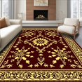 thumbnail image 1 of ODIKA 3'x5' Machine Washable Non-Slip Area Rug, Grime Tile Mosaic with Quatrefoil Borders High Traffic Rug, Gold, 593037, 1 of 7