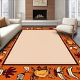thumbnail image 1 of ODIKA 3'x5' Machine Washable Non-Slip Area Rug, Harvest Pumpkin Leaf Tree Skirt with Acorn Border Design High Traffic Rug with Pad, Orange, 603759, 1 of 8