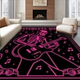 thumbnail image 1 of ODIKA 3'x5' Machine Washable Non-Slip Area Rug, Haunting Undead Musician Bones Playing Guitar Artistic Design High Traffic Rug, Black, 703932, 1 of 7