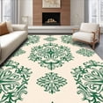thumbnail image 1 of ODIKA 3'x5' Machine Washable Non-Slip Area Rug, Heritage Damask Ornate Scroll Luxurious Elegant Artisan High Traffic Rug, Green, 472460, 1 of 7