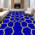 thumbnail image 1 of ODIKA 3'x5' Machine Washable Non-Slip Area Rug, Hexagonal Honeycomb Mesh Pile Hallway Floor Covering High Traffic Rug with Pad, Blue, 446141, 1 of 8