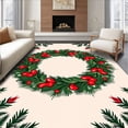 thumbnail image 1 of ODIKA 3'x5' Machine Washable Non-Slip Area Rug, Holiday Berry Wreath Entrance Greeting High Traffic Rug, Green, 608247, 1 of 7