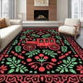 thumbnail image 1 of ODIKA 3'x5' Machine Washable Non-Slip Area Rug, Holiday Carriage with Cherry Harvest and Interlocking Fir Branches High Traffic Rug, Black, 650534, 1 of 7