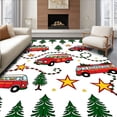 thumbnail image 1 of ODIKA 3x5 Machine Washable Non-Slip Area Rug, Holiday Gifting Caravan with Fir Trees and Accents High Traffic Rug with Pad, Red, 645636, 1 of 8