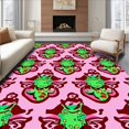 thumbnail image 1 of ODIKA 3'x5' Machine Washable Non-Slip Area Rug, Holiday Mischief Cat with Interlocking Baubles High Traffic Rug with Pad, Pink, 508943, 1 of 8