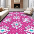 thumbnail image 1 of ODIKA 3'x5' Machine Washable Non-Slip Area Rug, Holiday Snowflake Crochet Pillow Kit Embroidery Canvas Winter Design High Traffic Rug, Pink, 650209, 1 of 7