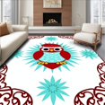 thumbnail image 1 of ODIKA 3'x5' Machine Washable Non-Slip Area Rug, Holiday Starburst Motif with Cheerful Owl Centerpiece Festive Punch Needle High Traffic Rug with Pad, Red, 730737, 1 of 8