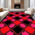thumbnail image 1 of ODIKA 3'x5' Machine Washable Non-Slip Area Rug, Holiday Tartan Featuring Bold Checkered Contrast High Traffic Rug with Pad, Pink, 621215, 1 of 8