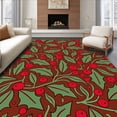 thumbnail image 1 of ODIKA 3'x5' Machine Washable Non-Slip Area Rug, Holly Berry Branch Festive Doorway High Traffic Rug with Pad, Brown, 622127, 1 of 8
