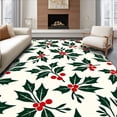 thumbnail image 1 of ODIKA 3'x5' Machine Washable Non-Slip Area Rug, Holly Berry Vine Decorative Floor Covering with Seasonal Flourishes High Traffic Rug, Green, 611322, 1 of 7