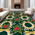 thumbnail image 1 of ODIKA 3'x5' Machine Washable Non-Slip Area Rug, Holly Berry Wreath Botanical Duo Slip Resistant Foundation High Traffic Rug with Pad, Green, 622591, 1 of 8