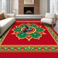 thumbnail image 1 of ODIKA 3'x5' Machine Washable Non-Slip Area Rug, Hummingbird Floral Medallion Latch Hook Kit with Printed Canvas High Traffic Rug with Pad, Red, 641087, 1 of 8