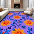 thumbnail image 1 of ODIKA 3'x5' Machine Washable Non-Slip Area Rug, Inspired Floral Medallion with Traditional Motifs High Traffic Rug with Pad, Purple, 486879, 1 of 8