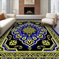 thumbnail image 1 of ODIKA 3'x5' Machine Washable Non-Slip Area Rug, Inspired Interlocking Lattice with Ornamental High Traffic Rug with Pad, Blue, 599219, 1 of 8