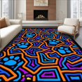 thumbnail image 1 of ODIKA 3'x5' Machine Washable Non-Slip Area Rug, Interactive Inspired Trail with Colorful Paths and Iconic Emblems High Traffic Rug with Pad, Orange, 574993, 1 of 8