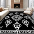 thumbnail image 1 of ODIKA 3'x5' Machine Washable Non-Slip Area Rug, Interlocking Medallion with Ornate Lattice Motifs High Traffic Rug with Pad, Black, 524208, 1 of 8