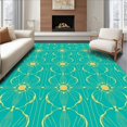 thumbnail image 1 of ODIKA 3'x5' Machine Washable Non-Slip Area Rug, Interlocking Waves Motif with Art Inspired Flourishes High Traffic Rug, Blue, 563962, 1 of 7