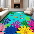 thumbnail image 1 of ODIKA 3'x5' Machine Washable Non-Slip Area Rug, Island Journey Palm Frond Exotic Fish Coral Reef Lagoon High Traffic Rug, Blue, 703086, 1 of 7
