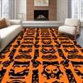 thumbnail image 1 of ODIKA 3'x5' Machine Washable Non-Slip Area Rug, Jack O Lantern Gingham with Festive Accents High Traffic Rug, Orange, 512354, 1 of 7