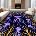 thumbnail image 1 of ODIKA 3'x5' Machine Washable Non-Slip Area Rug, Jellyfish Floating Kelp Forest Deep Sea Adventure Motif High Traffic Rug with Pad, Black, 705658, 1 of 8