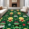 thumbnail image 1 of ODIKA 3'x5' Machine Washable Non-Slip Area Rug, Jolly Character Interlocking Festive Motif High Traffic Rug with Pad, Green, 653723, 1 of 8