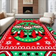 thumbnail image 1 of ODIKA 3'x5' Machine Washable Non-Slip Area Rug, Jolly Elves Celebration Interlocking Holiday Decorative Scene High Traffic Rug with Pad, Red, 623922, 1 of 8