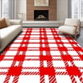 thumbnail image 1 of ODIKA 3'x5' Machine Washable Non-Slip Area Rug, Jolly Gingham Yuletide Seasonal Greeting Doorstep Accessory High Traffic Rug with Pad, Red, 502503, 1 of 8