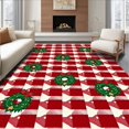 thumbnail image 1 of ODIKA 3'x5' Machine Washable Non-Slip Area Rug, Jolly Season Farmhouse Checkered Walkway High Traffic Rug with Pad, Red, 628289, 1 of 8