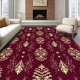 thumbnail image 1 of ODIKA 3'x5' Machine Washable Non-Slip Area Rug, Jolly Seasonal Hearth Trio Vintage Yuletide Pinecone High Traffic Rug with Pad, Gold, 621736, 1 of 8